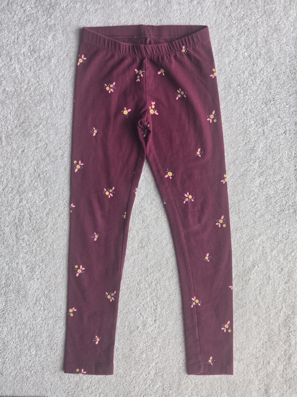 Girls' Maroon Floral Pencil Leggings